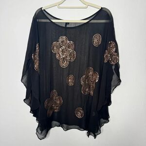 Kay Celine black beaded blouse size large